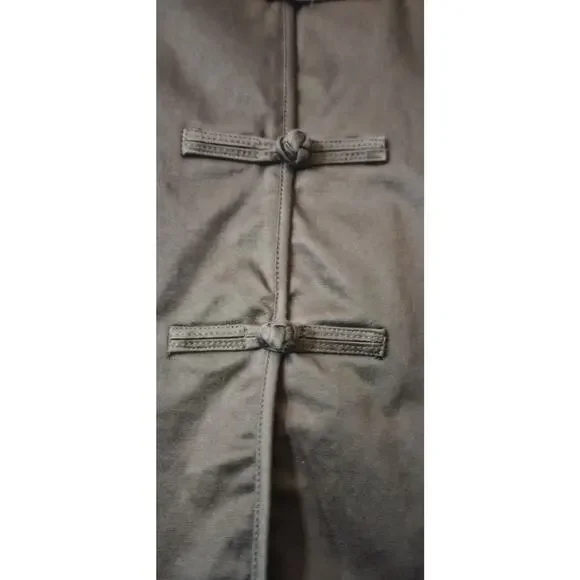 Vintage '04 Banana Republic Size 10 Skirt Black Asian Flair Frog Buttons Slit - Picture 5 of 8